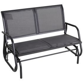 2-Person Outdoor Glider Bench Patio Double Swing Rocking Chair Loveseat w/Power Coated Steel Frame for Backyard Garden Porch, Grey