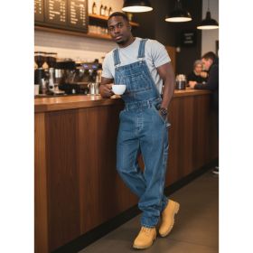 Men's Loose Fit Denim Overalls Dark Blue Carpenter Bib Pants Casual Streetwear Workwear (Option: L165XXXL)