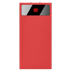 1Pc 20000mAh Power Bank Ultra-thin Phone Charger Dual USB Port Flashlight Battery Remain Display (Option: Red)