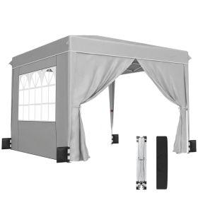 10 x 10 ft Pop Up Canopy Tent with Sidewalls, UPF50+ Outdoor Portable Instant Canopy Shelter with Carry Bag, Light Gray (Option: Light Gray-1190x250x245 mm)