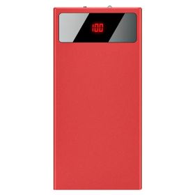 20000mAh Power Bank Ultra Thin External Battery Pack Phone Charger Dual USB Flashlight Battery Remain Display (Option: Red)