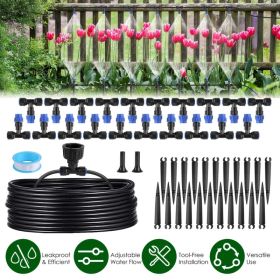 75FT Mist Drip Irrigation System With Adjustable Misting Nozzle Quick Connect Automatic Garden Watering System For Garden Lawn Patio Flower Bed (Option: Black)