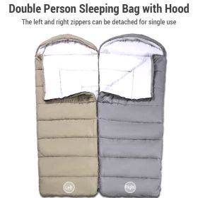 Double Persons Sleeping Bags For Adults Cold Weather 12°C- -18°C Cold-Resistant With Hooded Anti-splashing For Camping Split Into Single Use (Option: default)