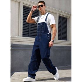 Men's Denim Overalls Loose Fit Carpenter Bib Pants Workwear Jeans Streetwear Ready Stock (Option: L164S)