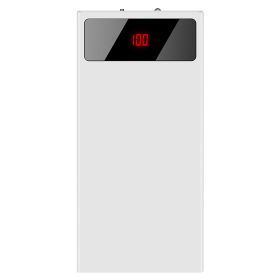 1Pc 20000mAh Power Bank Ultra-thin Phone Charger Dual USB Port Flashlight Battery Remain Display (Option: Silver)