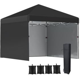 10' x 10' Pop Up Canopy Tent with 3 Sidewalls, Leg Weight Bags and Carry Bag, Height Adjustable, Instant Party Tent Event Shelter Gazebo for Gar (Option: Black-1180x215x260 mm)