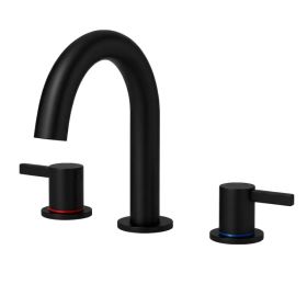 8-Inch Widespread Lavatory Faucet, 2-Handle 3-Hole with 360° Spout Vanity and Pop-Up Drain, Matte Black (Option: Default Title)
