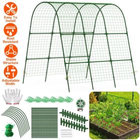 Cucumber Trellis For Raised Bed Arch Garden Trellis For Climbing Plants Vine Vegetables Fruit Flower Grape U-Shaped Frame With Climbing Net Tunne (Option: Green)