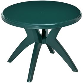 36.25" Dia Round Plastic Patio Table with Umbrella Hole, Outdoor Bistro Dining Table, for Bar, Garden, Backyard, Poolside, Yard, Green (Option: Green-945x130x945 mm)