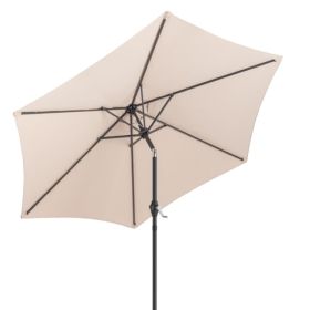 7.5FT Round Outdoor Patio Umbrella With Tilt Adjustment, Crank Lift System, 6 Iron Ribs & Iron Pole, Waterproof UV Protected Polyester Canopy, Kh (Option: Khaki)