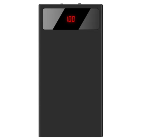 20000mAh Power Bank Ultra Thin External Battery Pack Phone Charger Dual USB Flashlight Battery Remain Display (Option: Black)