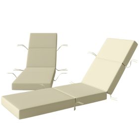 Set of 2 Chaise Lounge Cushion, 4" Thick Outdoor Lounge Chair Cushions with Ties for Patio, 21" x 72 ", Cream White (Option: Cream White-510x440x340 mm)
