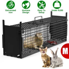 Live Animal Cage Trap For Animals Under Easy To Setup Humane Galvanized Iron Trap Cage For Raccoons Armadillos Groundhogs Muskrats Opossums Skunk (Option: MBlack)