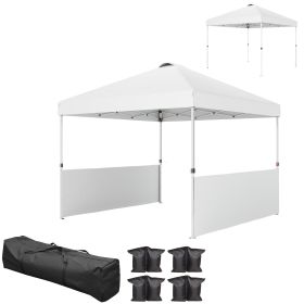 10' x 10' Pop Up Canopy Tent with 2 Half Sidewalls, UV50+ Instant Sun Shelter with Wheeled Carry Bag, White (Option: White-1190x225x225 mm)