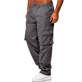 Men's Casual Multi-pocket Loose Straight Cargo Pants (Option: Dark grey-S)