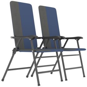 Folding Patio Chairs Set of 2, Padded High Back Lawn Camping Chairs with Armrests, 600D Oxford Fabric, Dark Blue (Option: Dark Blue-1040x180x630 mm)