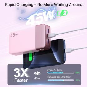 Australia Overseas Warehouse N OBIS 45W Fast Charging Power Bank 20000mAh Laotop Travel Essential Portable Cell Phone Charger With USB-C Input An (Option: Pink-45w)